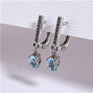 EG3504 Stříbrné náušnice s pravými kameny Sky Topaz