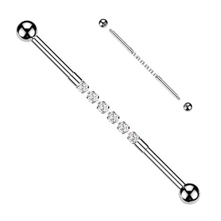 ID01050-GD Zlacený idustrial piercing s kamínky