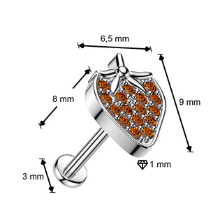 LB1158 PUSH-IN piercing do ucha nebo brady - jahůdka