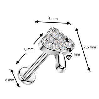 LB1159 PUSH-IN piercing do ucha nebo brady - houbička