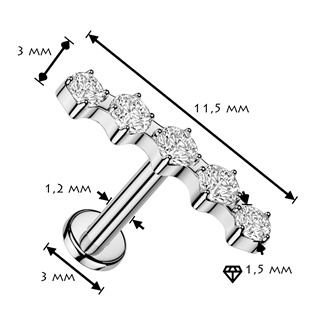 LB1160-1206 Piercing do brady se zirkony