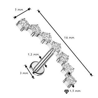 LB1161-1208 Piercing do brady se zirkony
