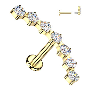 LB1161GD-1206 Zlacený piercing do brady se zirkony