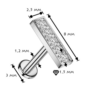 LB1162-1206 Piercing do brady se zirkony