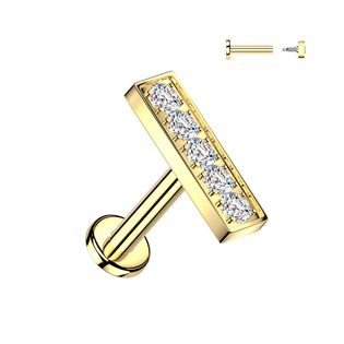 LB1162GD-1206 Zlacený piercing do brady se zirkony