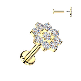 LB1163GD-1208 Zlacený piercing do brady kytička