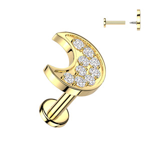 LB1164GD-1206 Zlacený piercing do brady - měsíc