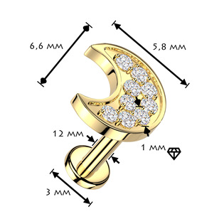 LB1164GD-1208 Zlacený piercing do brady - měsíc