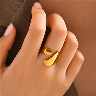 OPR2015-GD Výrazný ocelový prsten zlacený