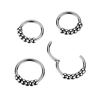 SG139-1208 Ocelový piercing - segment kruh s kuličkami