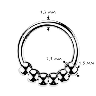 SG139-1208 Ocelový piercing - segment kruh s kuličkami