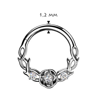 SG141-1210 Ocelový piercing - segment kruh s kytičkami