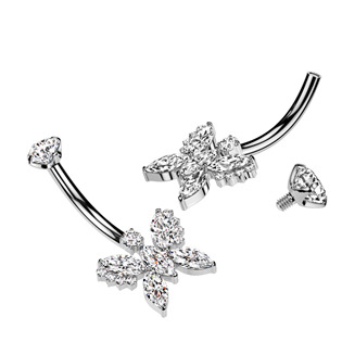 TIT1385-C Piercing do pupíku - TITAN, čirá barva