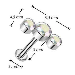 TIT1651-AB Piercing do brady - PUSH IN labreta TITAN, barva: duhová