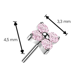 TIT1723-P Náhradní kytička k PUSH IN piercingu TITAN, barva: růžová