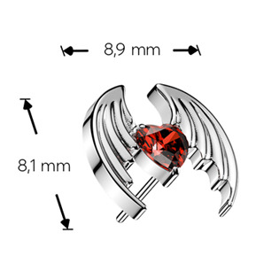TIT1727 Náhradní ozdoba okřídlené srdce k PUSH IN piercingu TITAN