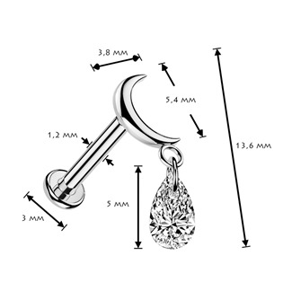TIT1743 Piercing do ucha - labreta měsíc TITAN