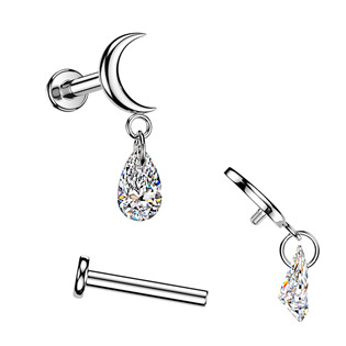 TIT1743 Piercing do ucha - labreta měsíc TITAN