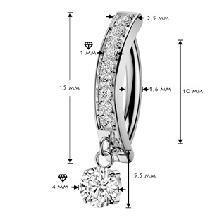 TIT1747-C Visací piercing do pupíku se štítem - TITAN