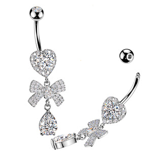 WP0127 Visací piercing do pupíku mašlička