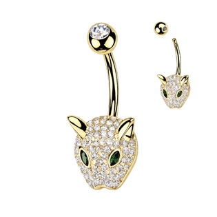 WP0132-GD Zlacený piercing do pupíku leopard
