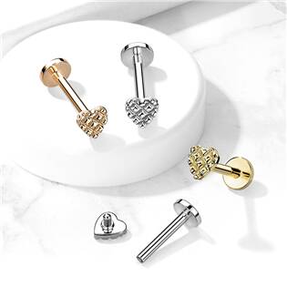 LB0036GD-1208 Labreta / cartilage piercing - srdíčko