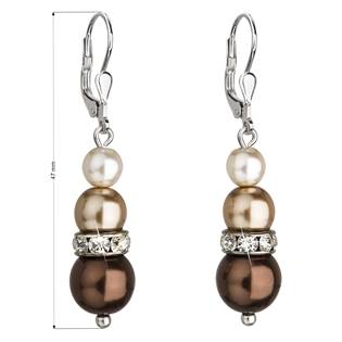 EG2069-BR Stříbrné náušnice s perličkami Crystals from Swarovski® Brown