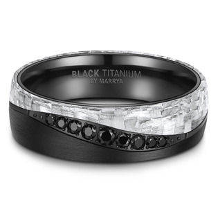 BT-13ZR-49 Dámský snubní prsten BLACK TITANIUM + Karbon se zirkony