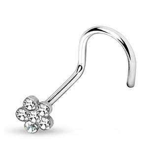 N01062-C Zahnutý piercing do nosu  - kytička