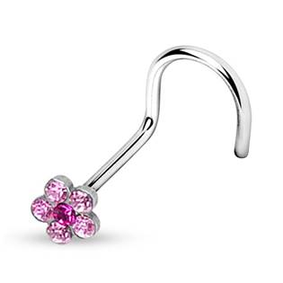 N01062-C Zahnutý piercing do nosu  - kytička