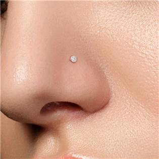 N0136Q-030 Zahnutý piercing do nosu - tyrkysový zirkon
