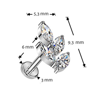 TIT1633 Piercing do brady větvička - PUSH IN labreta TITAN