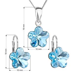 EG3057-AQ Sada stříbrných šperků s kytičkami Crystals from Swarovski® Aqua
