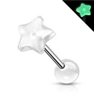 PJ0009-P Svítící piercing do jazyku - hvězdička