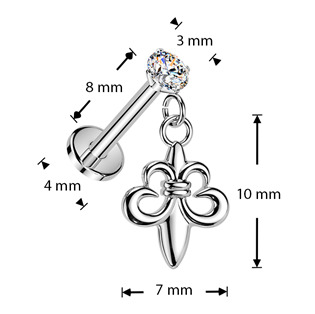 LB1156 Piercing do ucha PUSH IN labreta skautská lilie