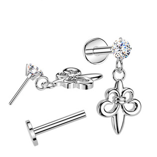 LB1156 Piercing do ucha PUSH IN labreta skautská lilie