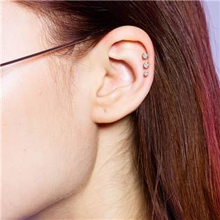CP1048-02 Zlacený cartilage piercing do ucha, čirý kámen