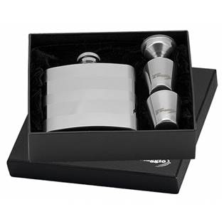 97050 Ocelová kapesní lahev - placatka 180ml + 2 kalíšky 30ml a trychtýřek