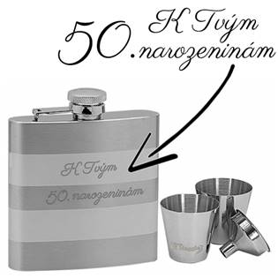 97050 Ocelová kapesní lahev - placatka 180ml + 2 kalíšky 30ml a trychtýřek
