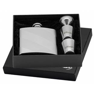 97051 Ocelová kapesní lahev - placatka 180ml + 2 kalíšky 30ml a trychtýřek