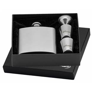 97052 Ocelová kapesní lahev - placatka 180ml + 2 kalíšky 30ml a trychtýřek