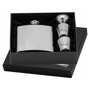 97056 Ocelová kapesní lahev - placatka 180ml + 2 kalíšky 30ml a trychtýřek