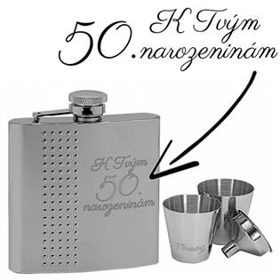 97056 Ocelová kapesní lahev - placatka 180ml + 2 kalíšky 30ml a trychtýřek