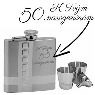 97058 Ocelová kapesní lahev - placatka 180ml + 2 kalíšky 30ml a trychtýřek