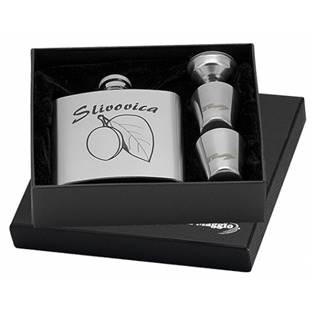 97059 Ocelová kapesní lahev - placatka 180ml + 2 kalíšky 30ml a trychtýřek