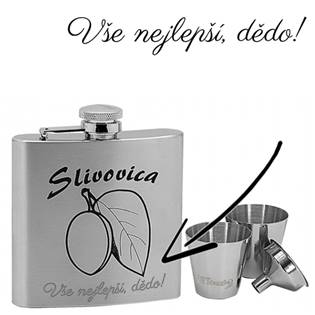 97059 Ocelová kapesní lahev - placatka 180ml + 2 kalíšky 30ml a trychtýřek
