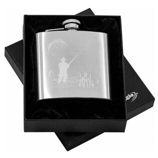 97131 Ocelová kapesní lahev - placatka rybář 180 ml v dárkovém balení