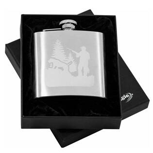 97132 Ocelová kapesní lahev - placatka myslivec 180 ml v dárkovém balení