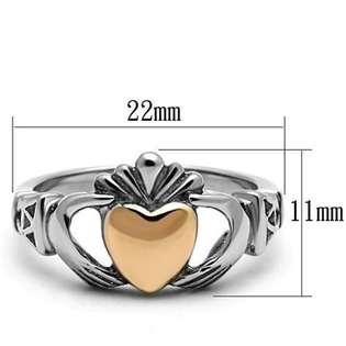 AL-0109-52 Ocelový prsten Claddagh