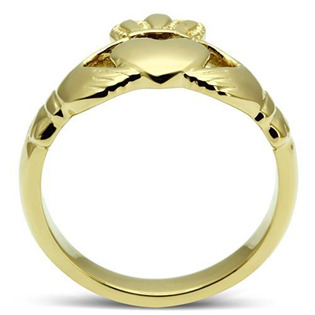 AL-0110-52 Zlacený ocelový prsten Claddagh